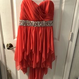 Coral Strapless Formal dress